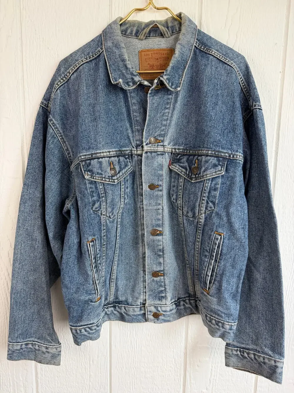 Vintage Levi’s 70507 Denim Trucker Jacket USA Large Oversized 80s 90s Blue Jean